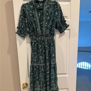 Max Studio Dark Green Floral Maxi Dress